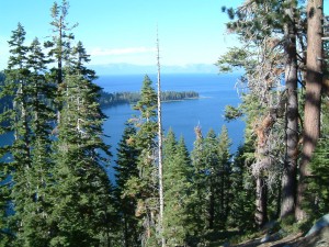 The Emerald Cove with main Lake Tahoe behind