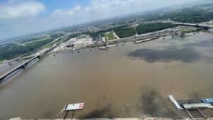 This is from the top of the Gateway Arch looking into Illinois across the muddy Mississippi.